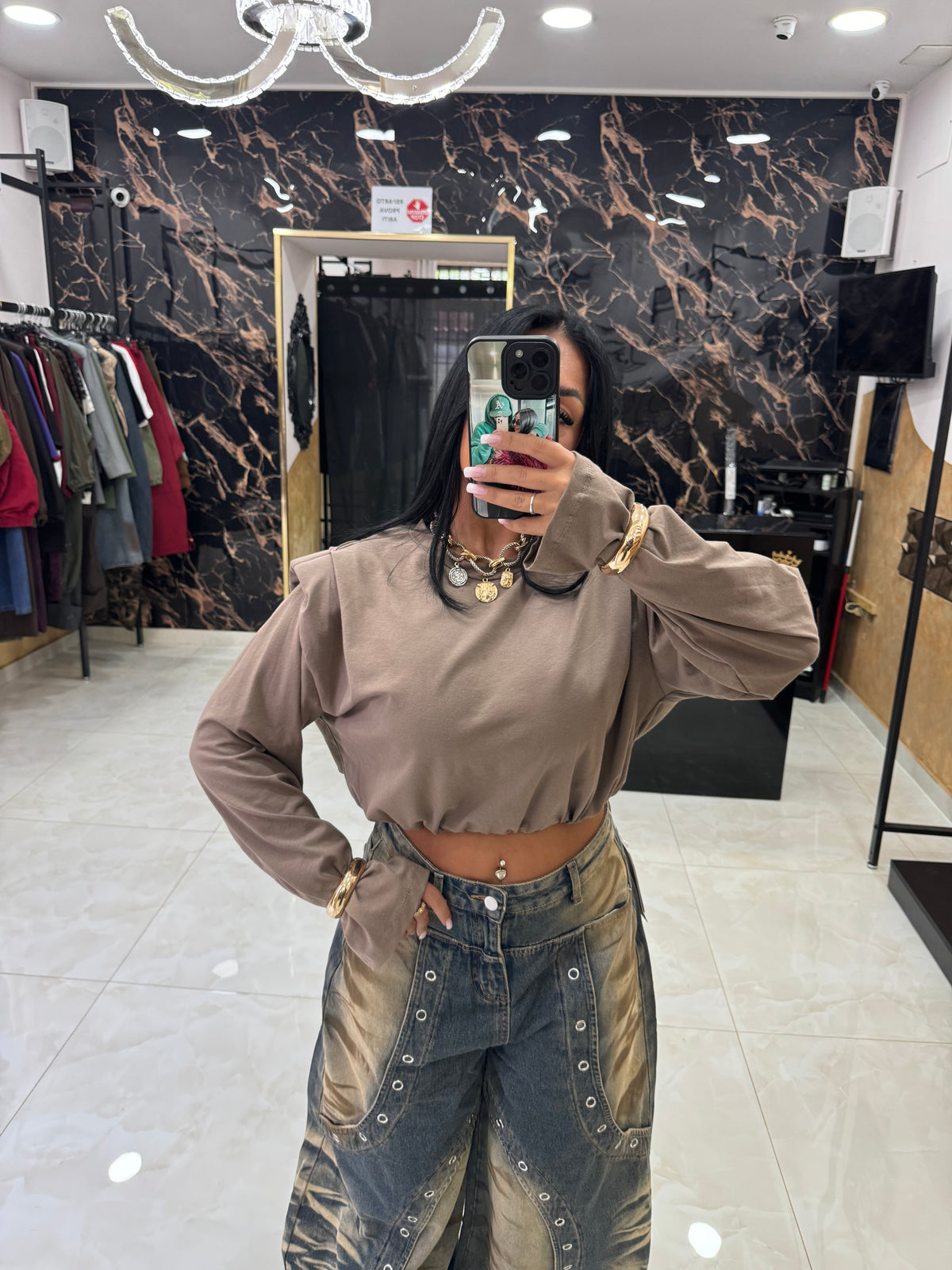 Maglia crop Spallina